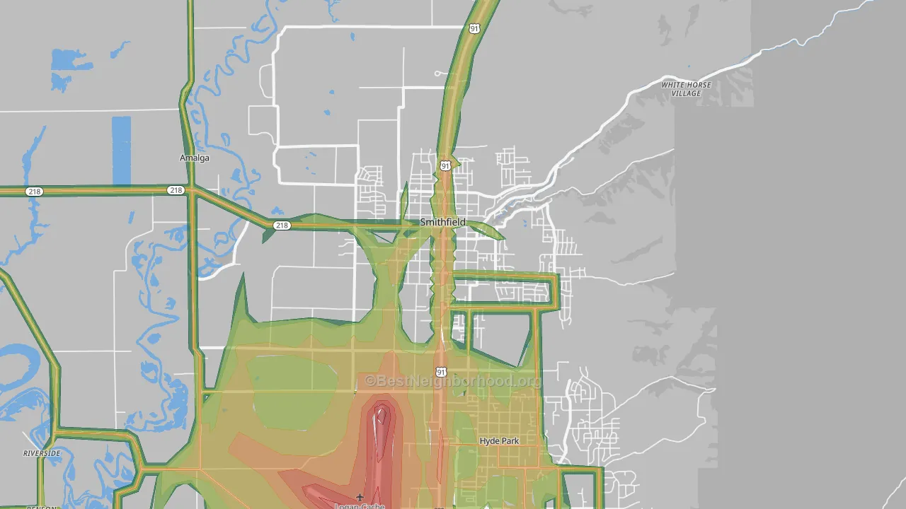 Smithfield, UT Map of Noise Levels in Smithfield