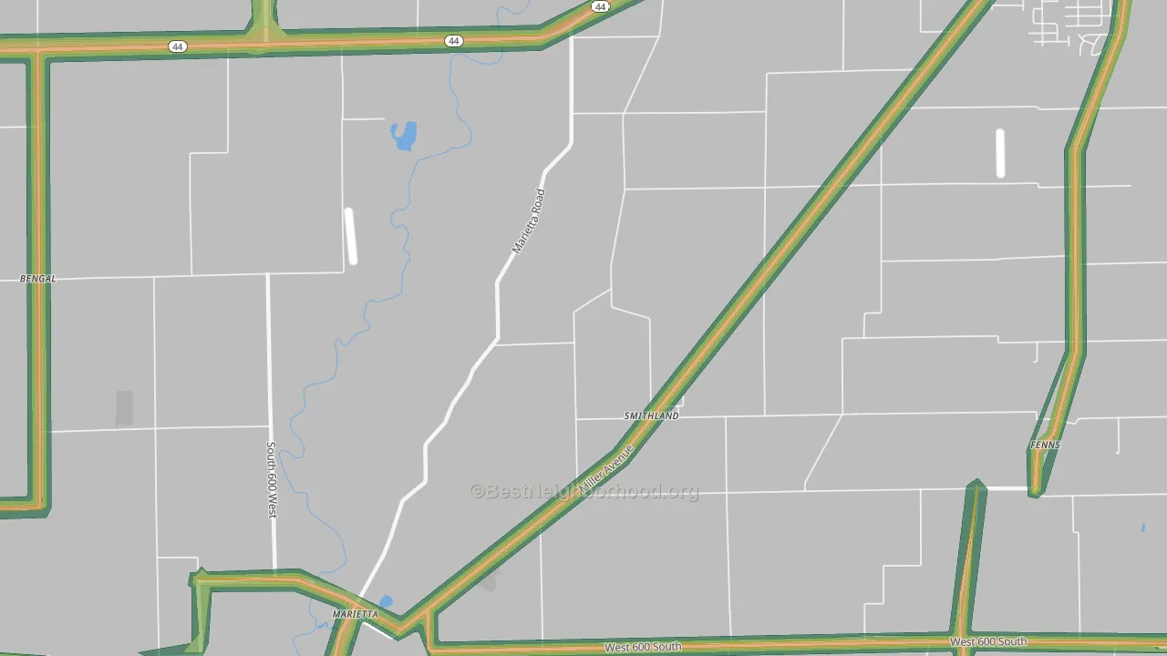 Smithland, IN Map of Noise Levels in Smithland