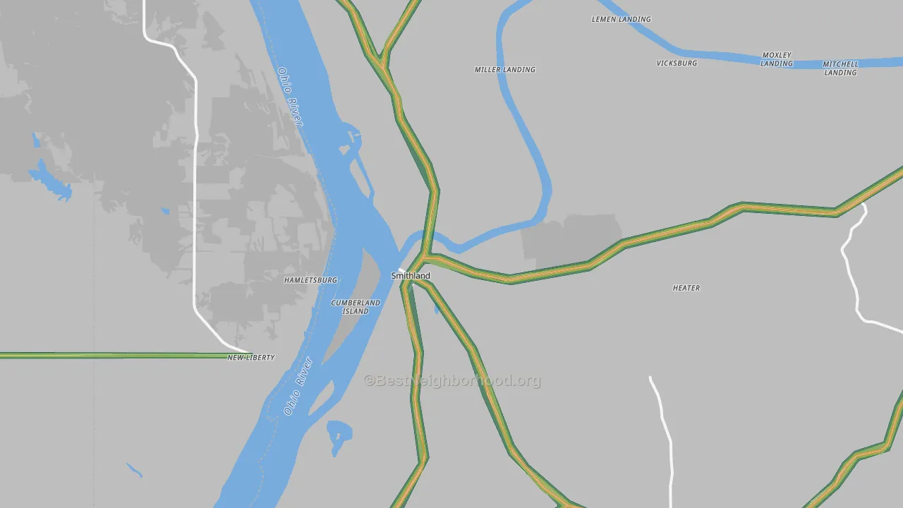 Smithland, KY Map of Noise Levels in Smithland