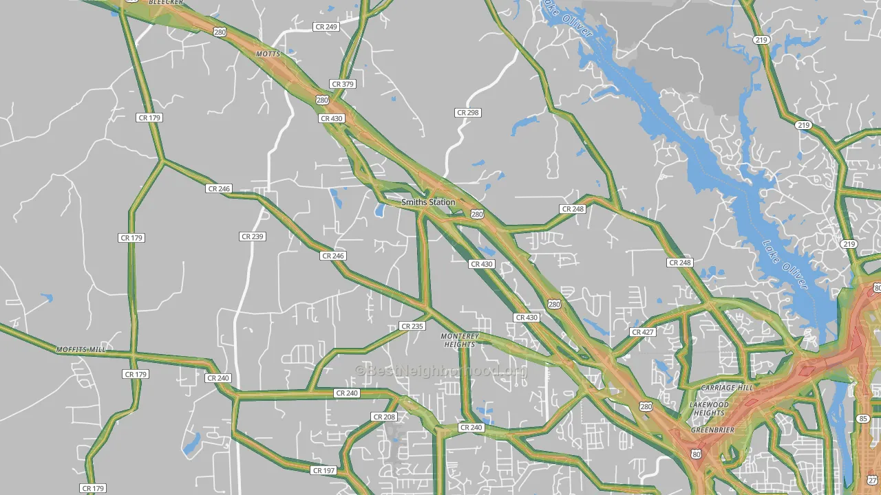 Smiths, AL Map of Noise Levels in Smiths