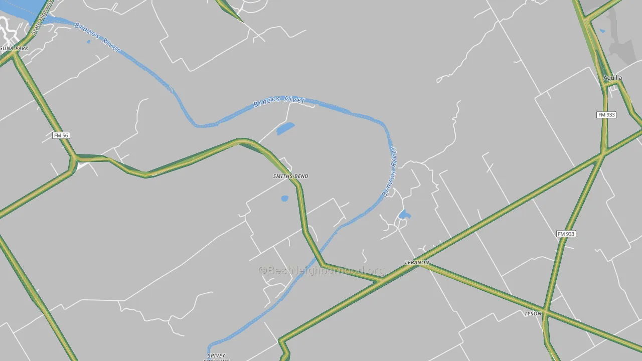 Smiths Bend, TX Map of Noise Levels in Smiths Bend