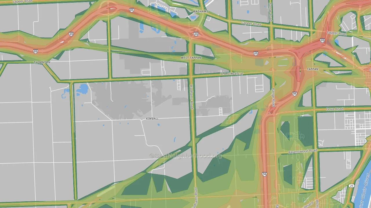 Smiths Creek, MI Map of Noise Levels in Smiths Creek