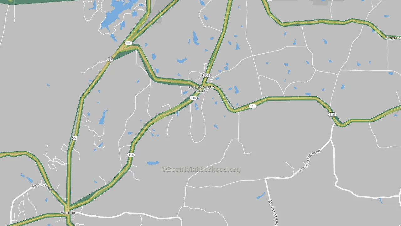 Smiths Crossroads, GA Map of Noise Levels in Smiths Crossroads