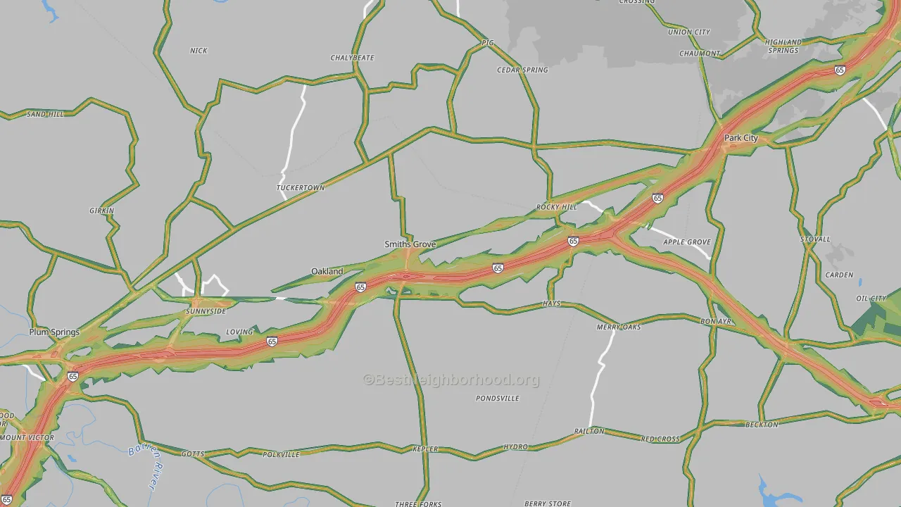 Smiths Grove, KY Map of Noise Levels in Smiths Grove