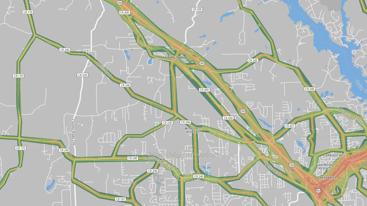Smiths Station, AL Map of Noise Levels in Smiths Station