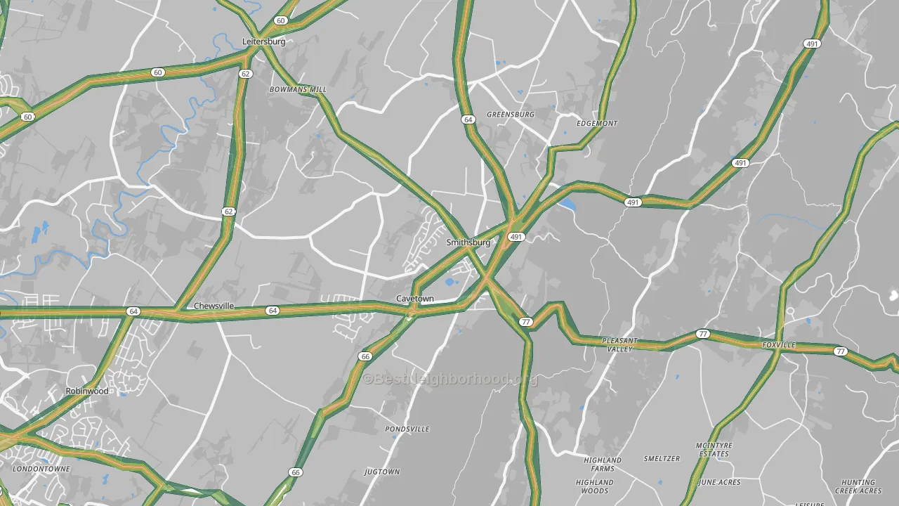 Smithsburg, MD Map of Noise Levels in Smithsburg