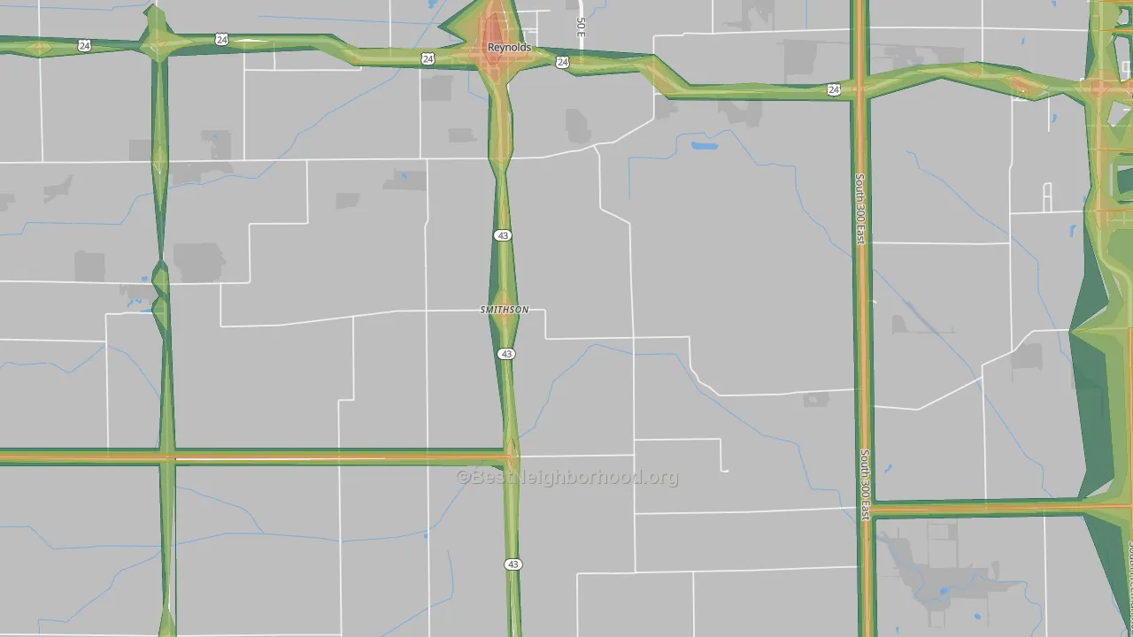 Smithson, IN Map of Noise Levels in Smithson