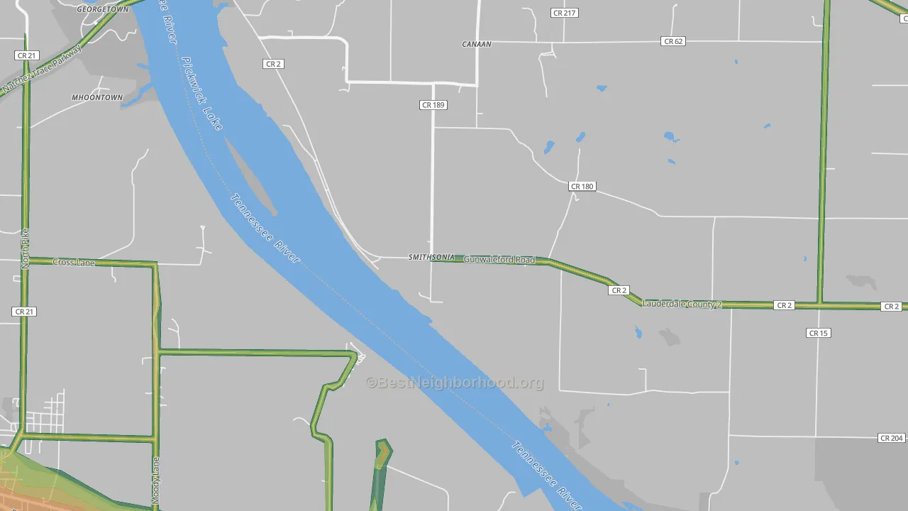 Smithsonia, AL Map of Noise Levels in Smithsonia
