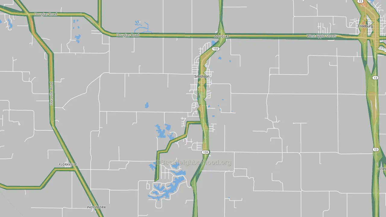 Smithton, IL Map of Noise Levels in Smithton