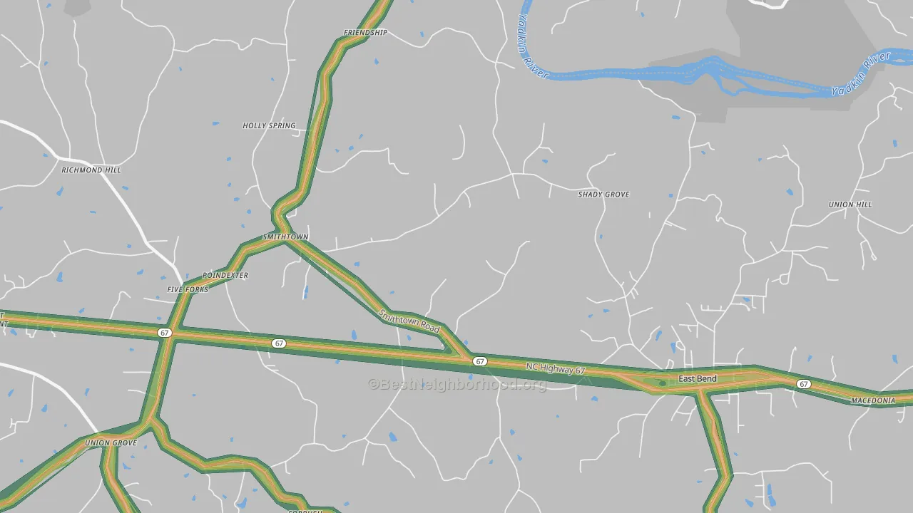 Smithtown, NC Map of Noise Levels in Smithtown