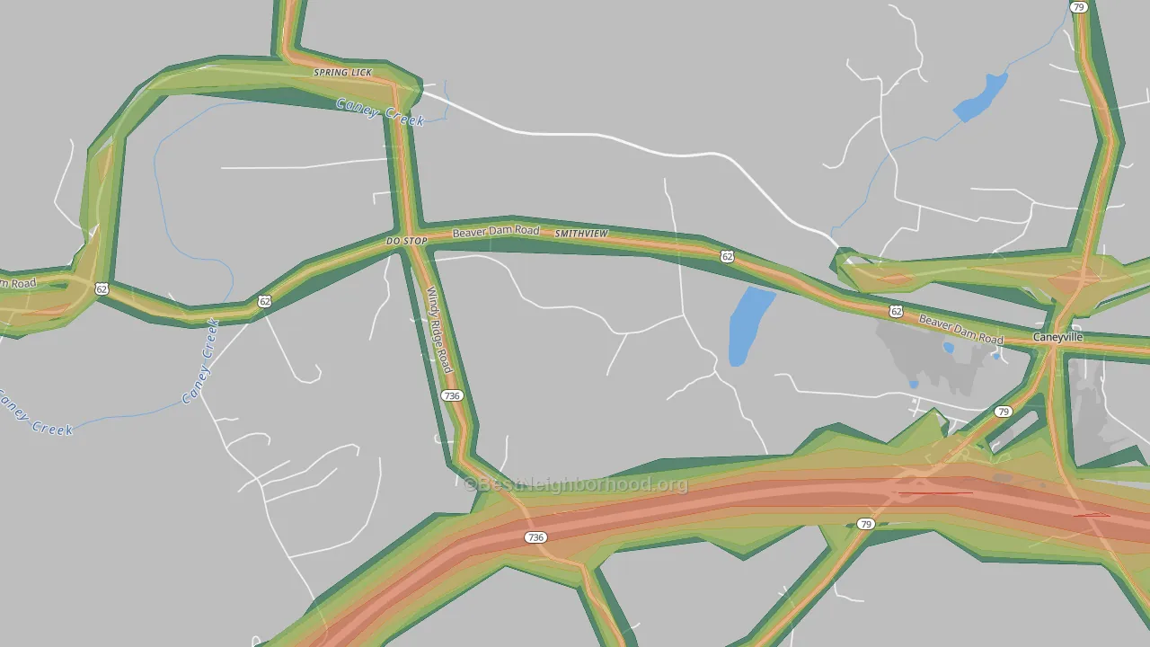 Smithview, KY Map of Noise Levels in Smithview