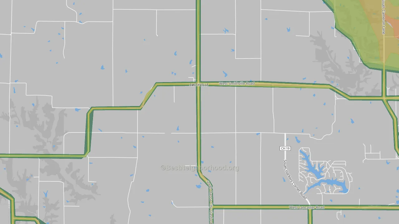 Smithville, IL Map of Noise Levels in Smithville