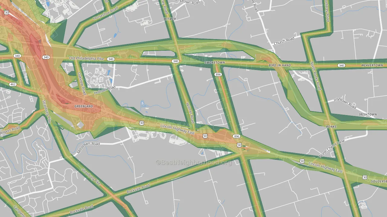 Smoketown, PA Map of Noise Levels in Smoketown