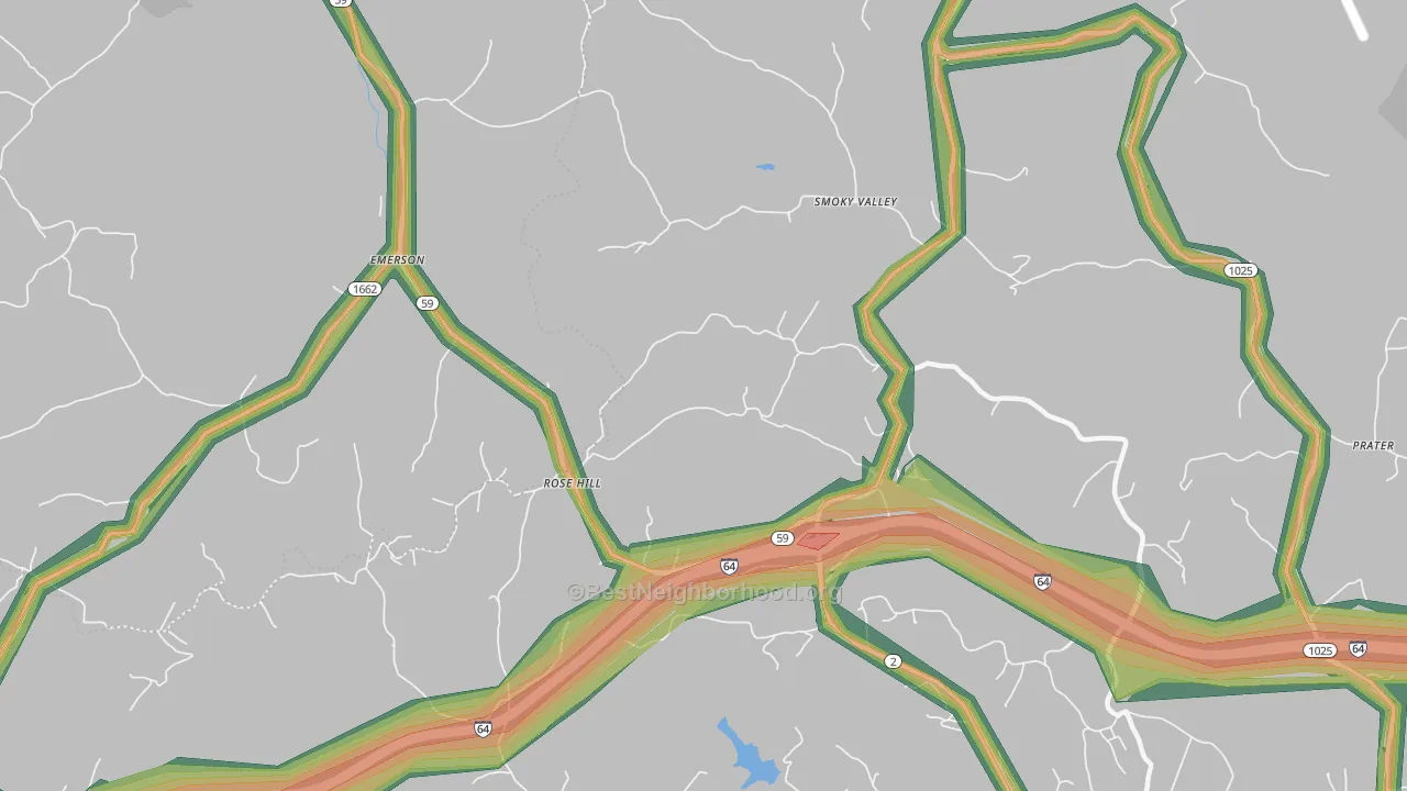Smoky Valley, KY Map of Noise Levels in Smoky Valley