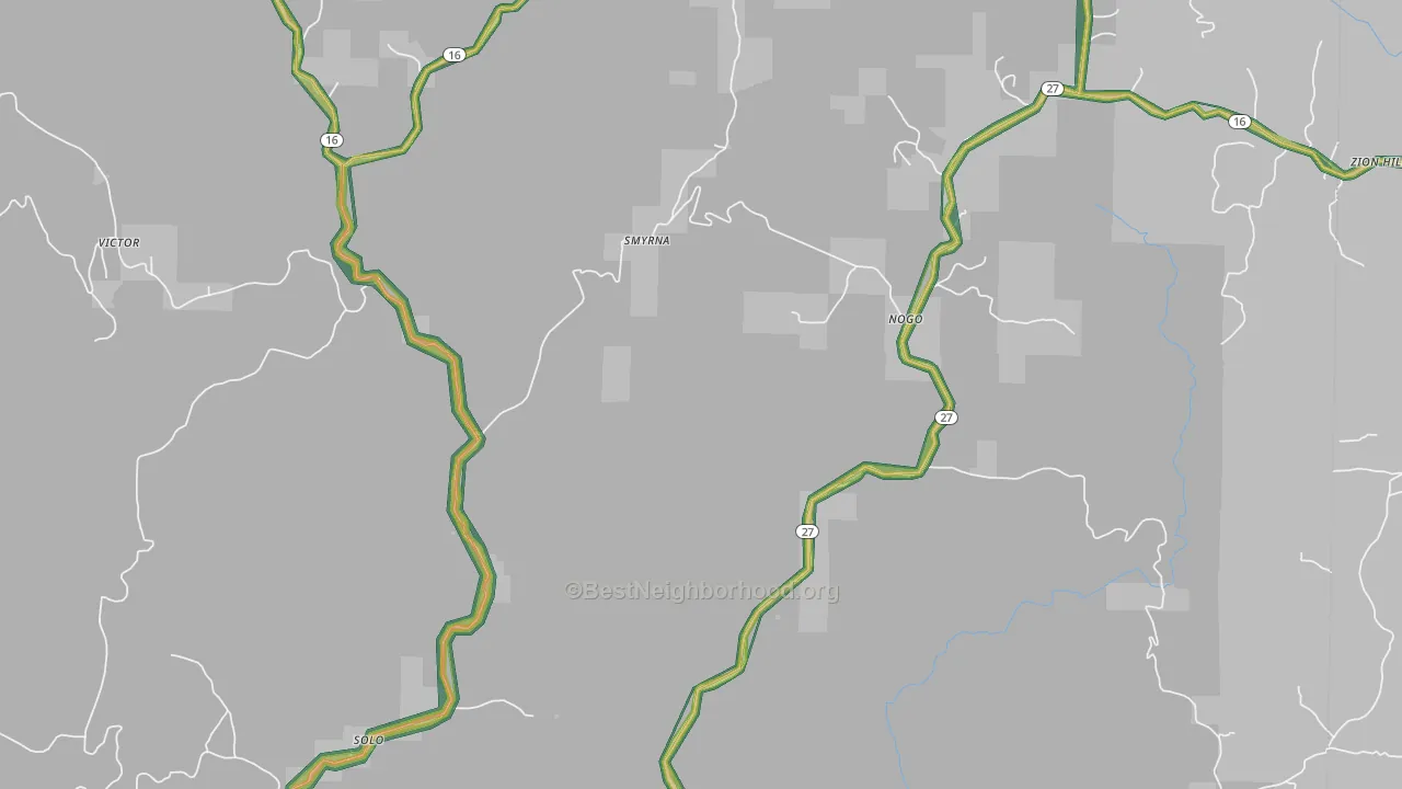 Smyrna, AR Map of Noise Levels in Smyrna