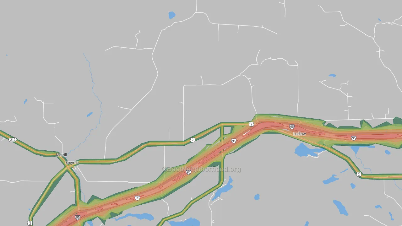 Smyrna Center, ME Map of Noise Levels in Smyrna Center