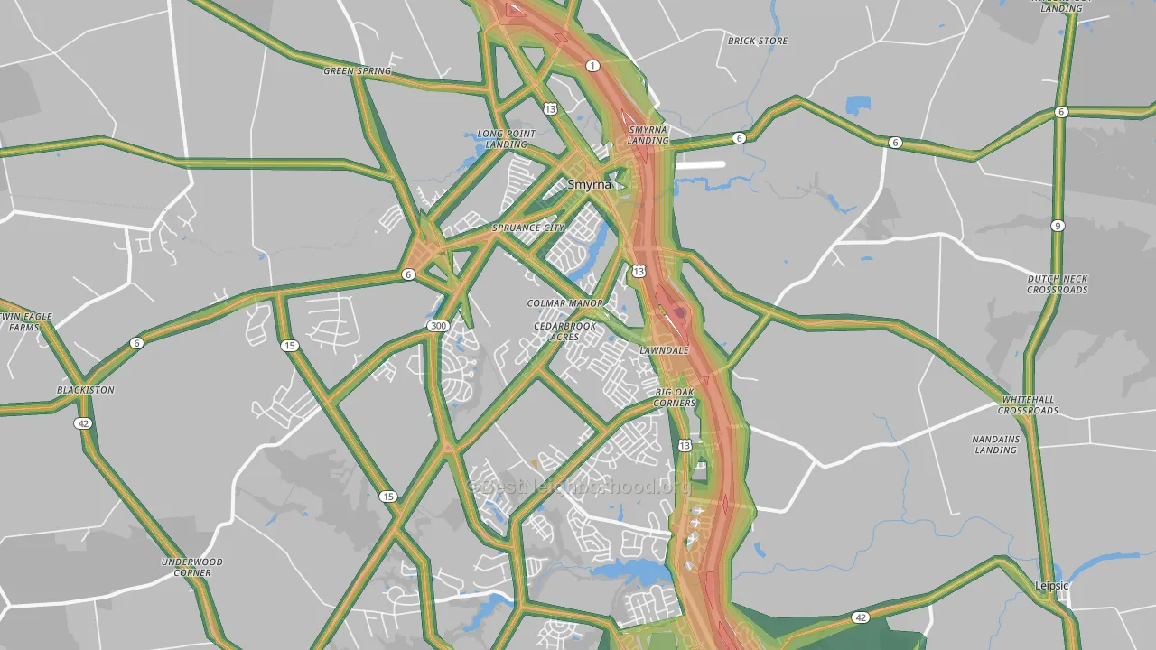 Smyrna, DE Map of Noise Levels in Smyrna