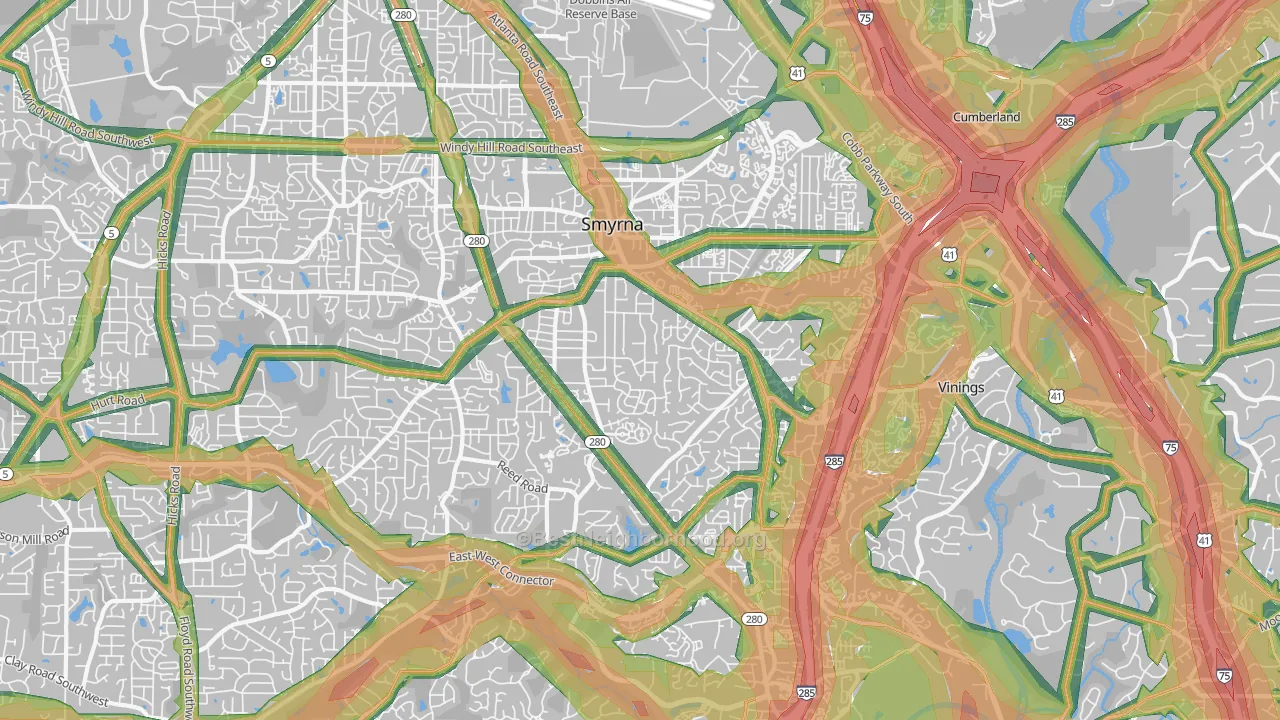 Smyrna, GA Map of Noise Levels in Smyrna