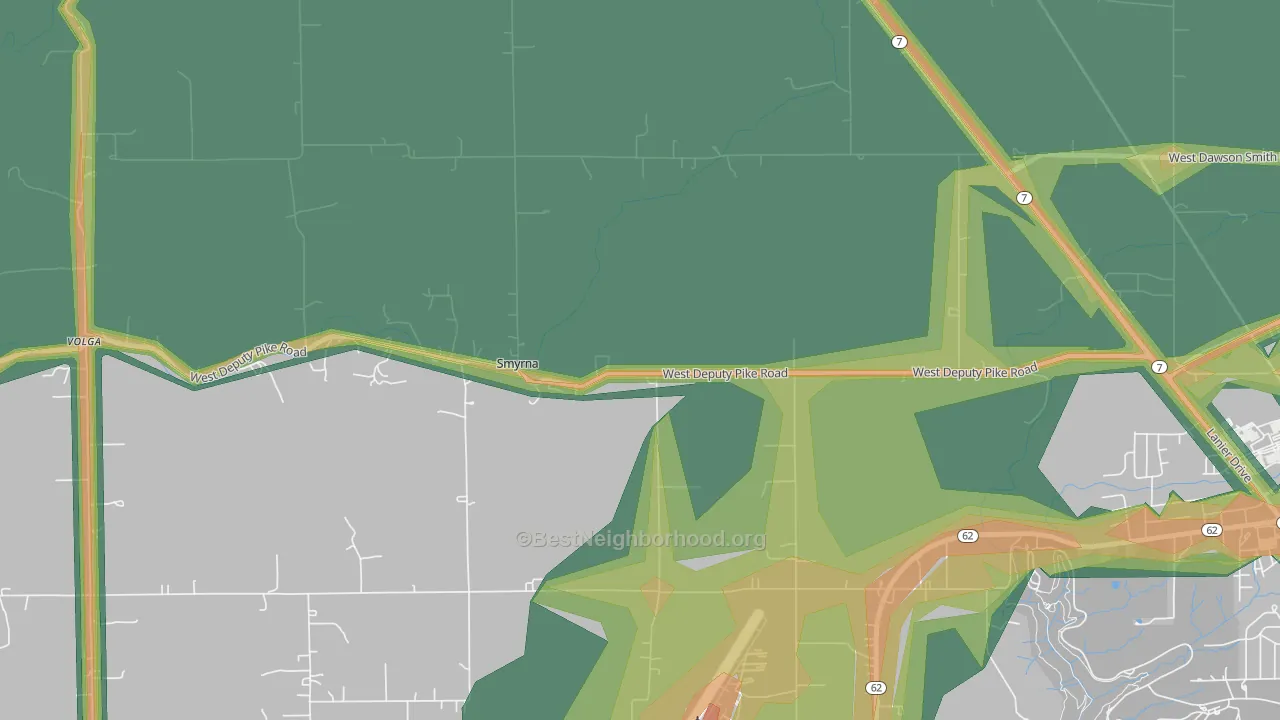 Smyrna, IN Map of Noise Levels in Smyrna