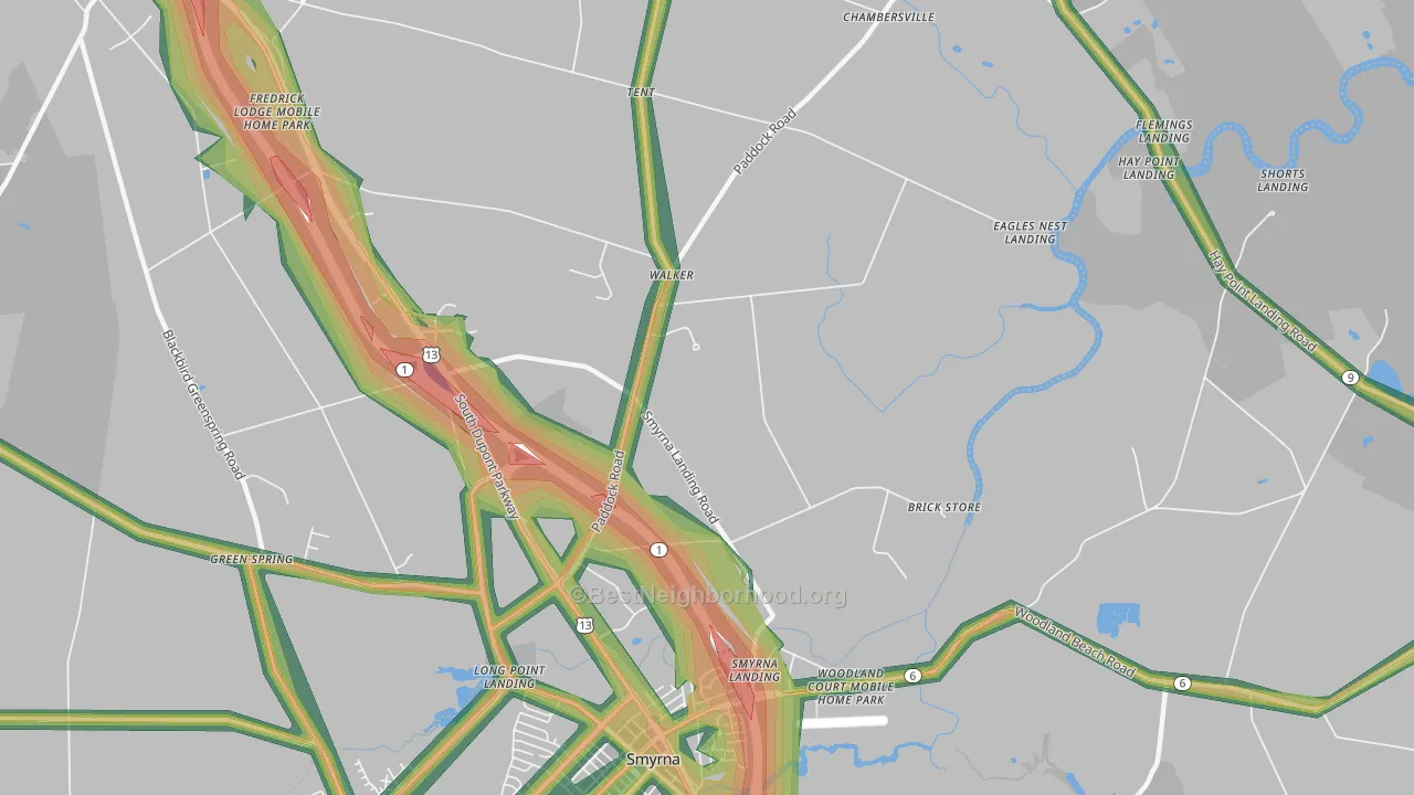 Smyrna Landing, DE Map of Noise Levels in Smyrna Landing