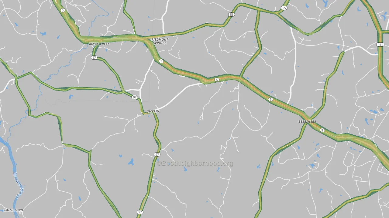 Smyrna, SC Map of Noise Levels in Smyrna