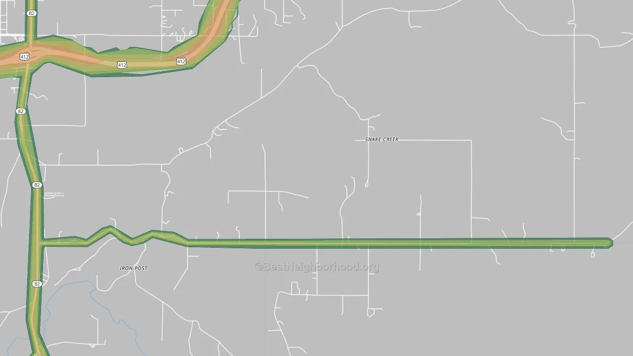 Snake Creek, OK Map of Noise Levels in Snake Creek