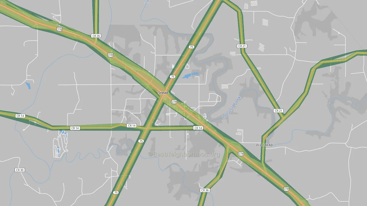 Snead, AL Map of Noise Levels in Snead