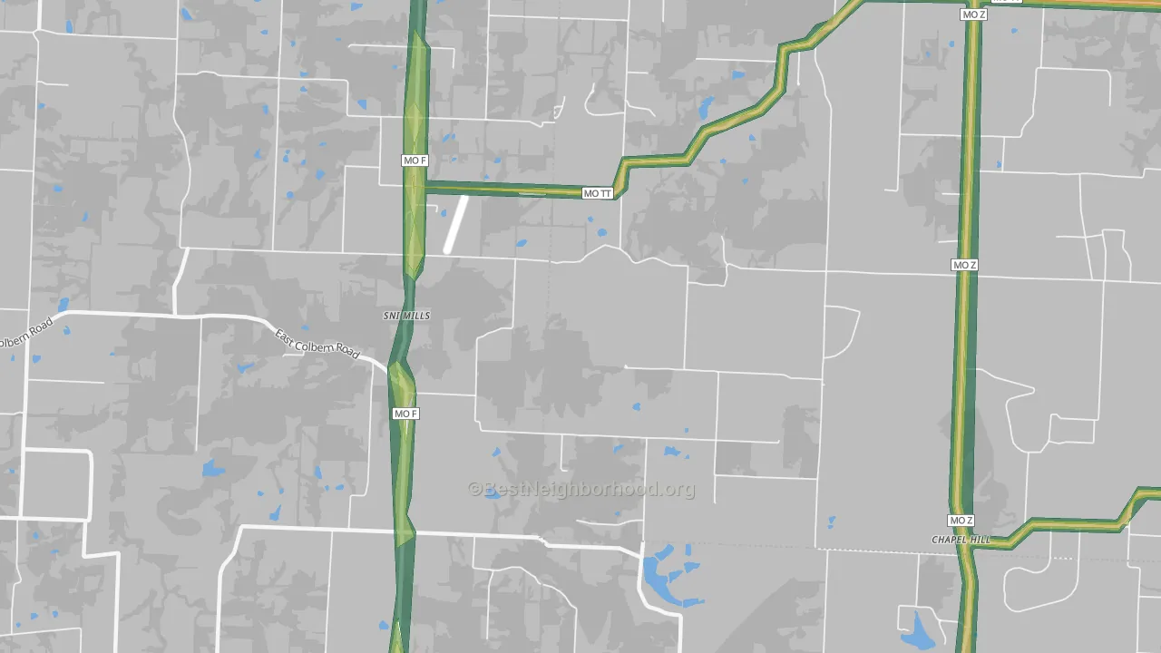 Sni Mills, MO Map of Noise Levels in Sni Mills
