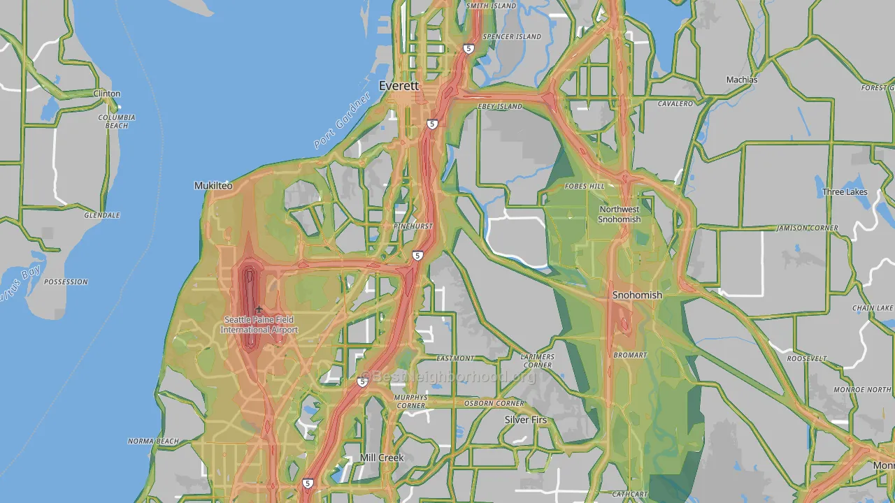 Snohomish County, WA Map of Noise Levels in Snohomish County