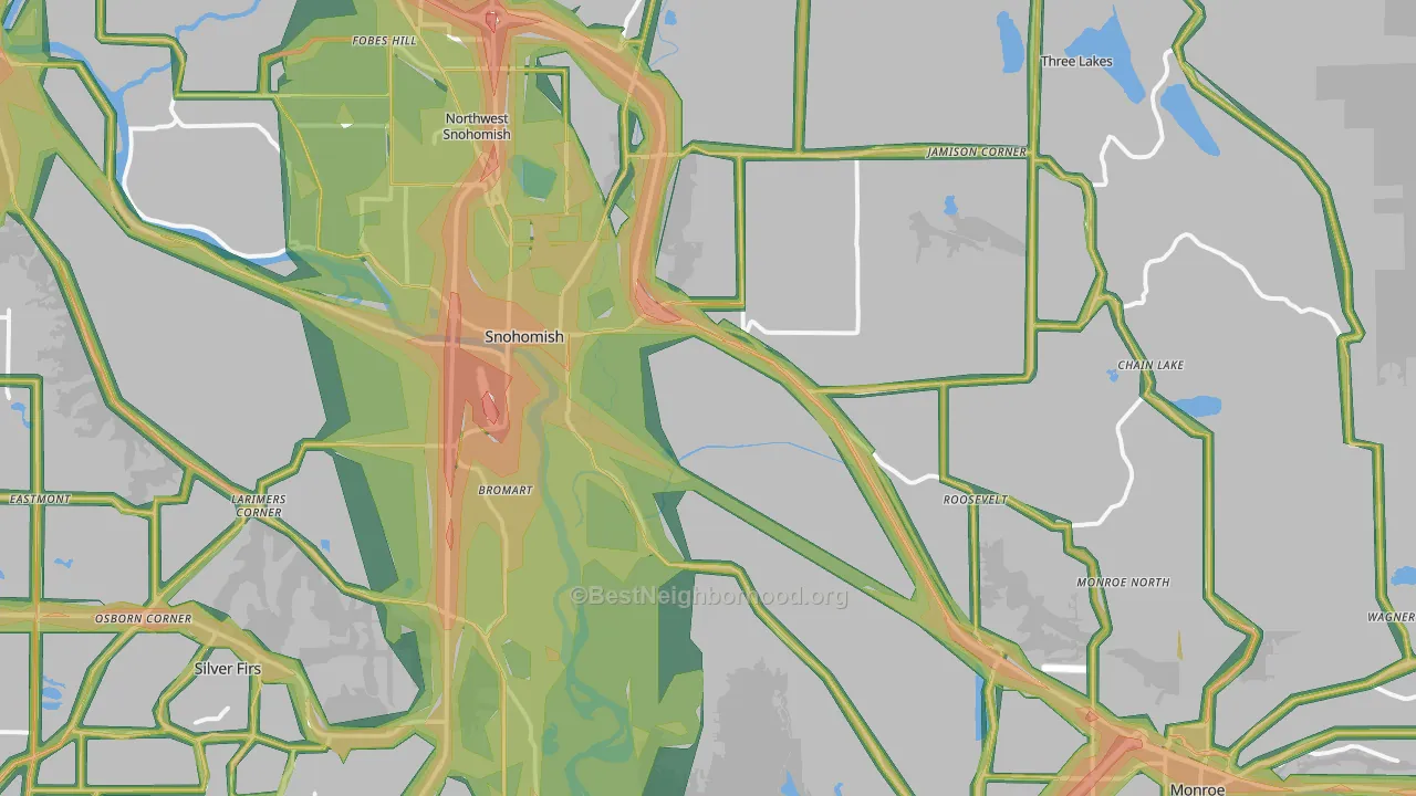 Snohomish, WA Map of Noise Levels in Snohomish