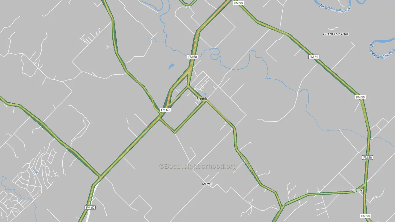 Snook, TX Map of Noise Levels in Snook