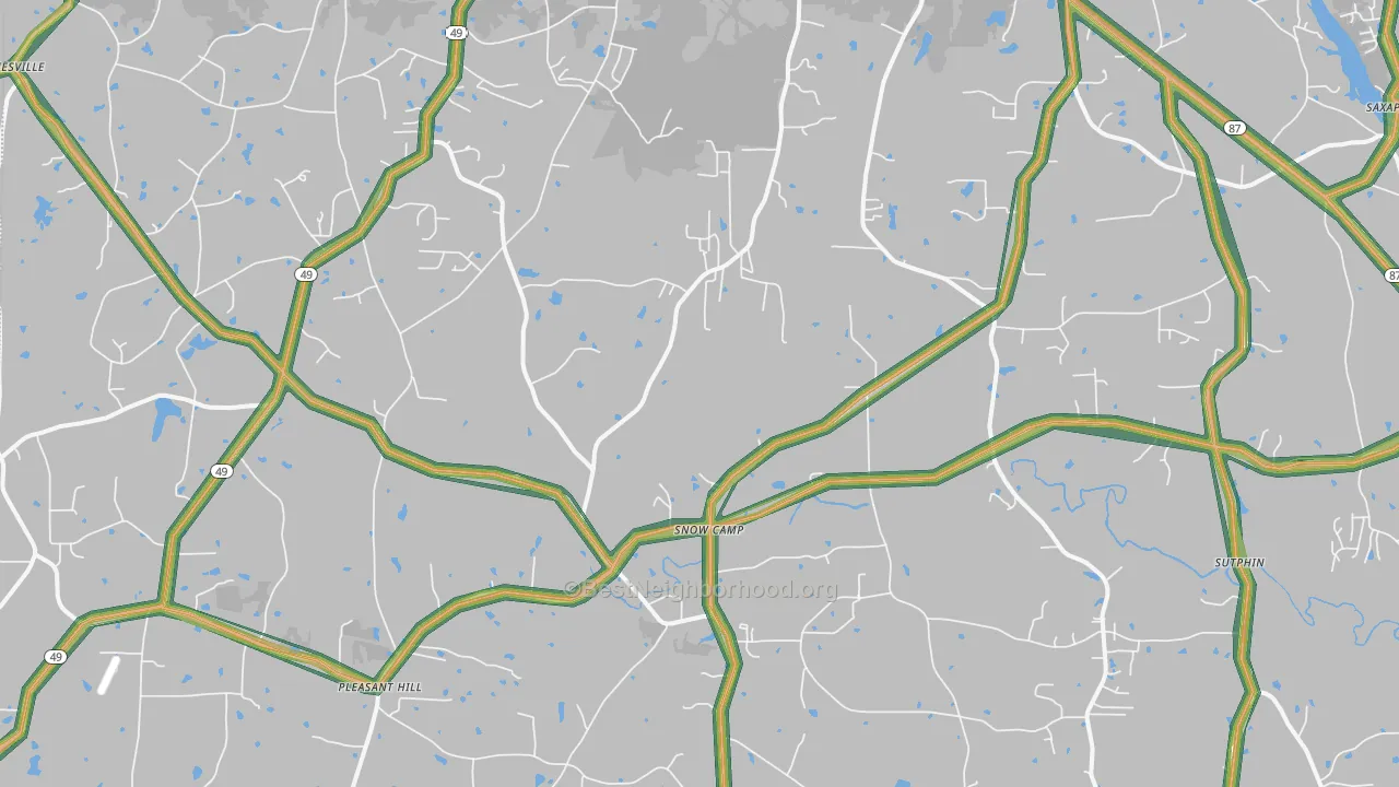 Snow Camp, NC Map of Noise Levels in Snow Camp