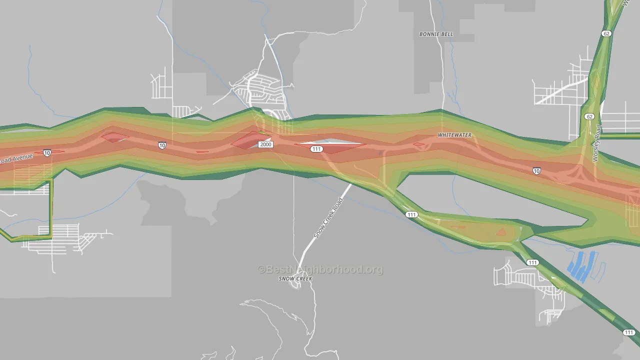 Snow Creek, CA Map of Noise Levels in Snow Creek