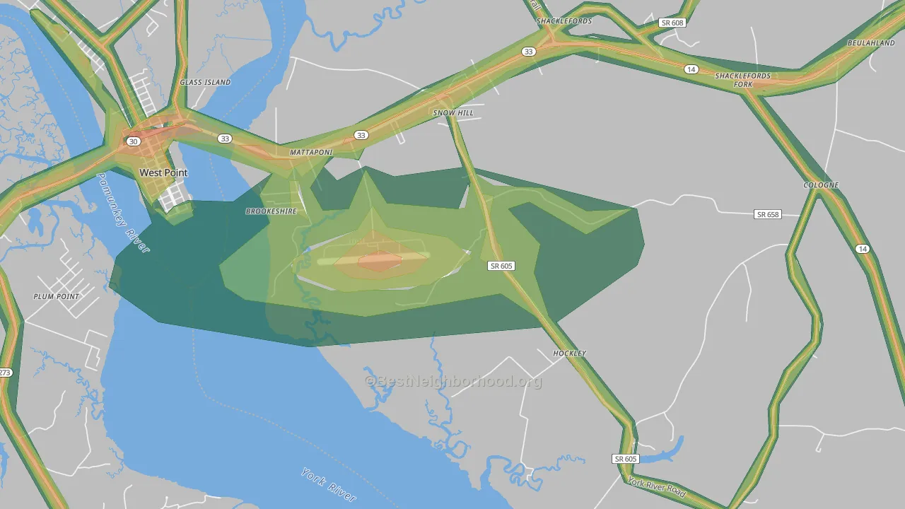 Snow Hill, VA Map of Noise Levels in Snow Hill