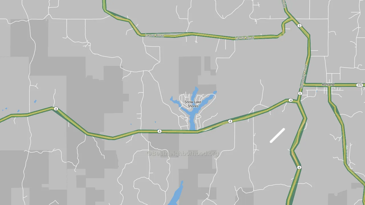 Snow Lake Shores, MS Map of Noise Levels in Snow Lake Shores