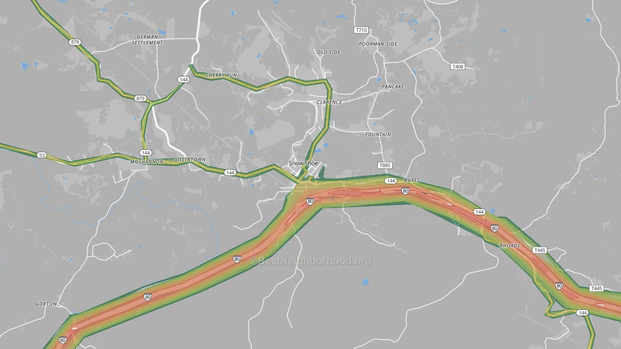Snow Shoe, PA Map of Noise Levels in Snow Shoe