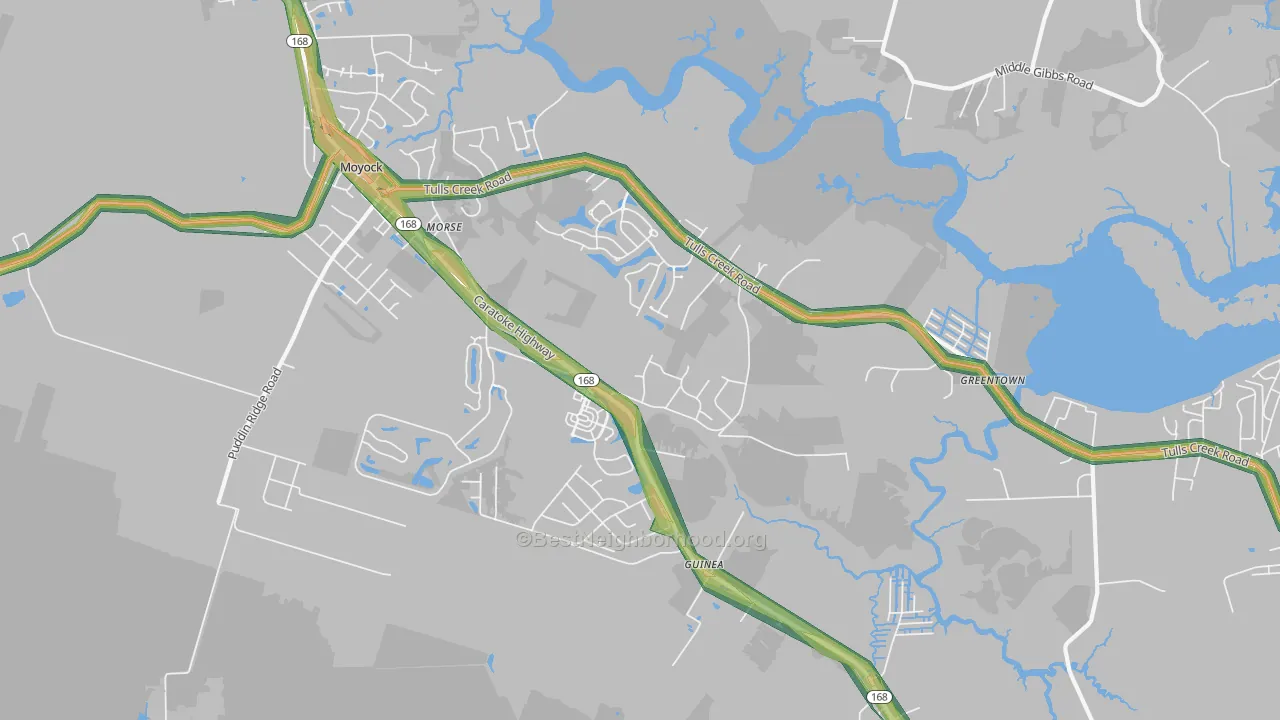 Snowden, NC Map of Noise Levels in Snowden