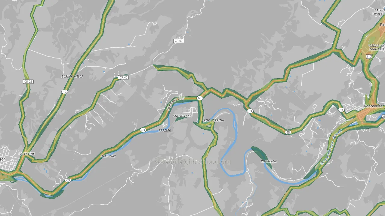 Snowflake, WV Map of Noise Levels in Snowflake