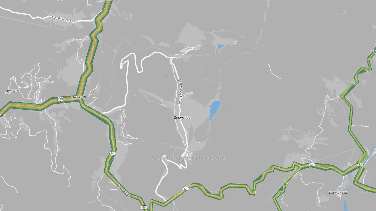Snowshoe, WV Map of Noise Levels in Snowshoe