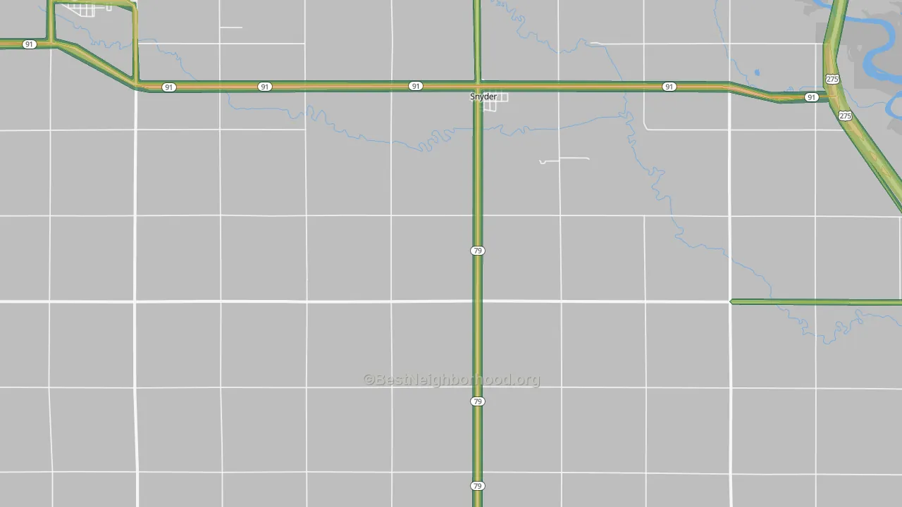 Snyder, NE Map of Noise Levels in Snyder