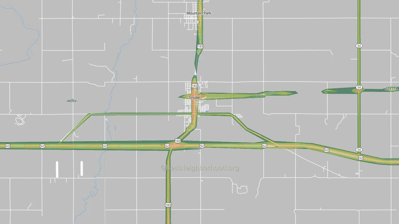 Snyder, OK Map of Noise Levels in Snyder