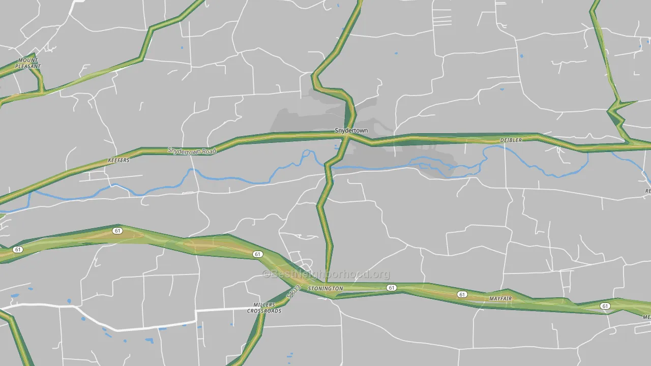 Snydertown, PA Map of Noise Levels in Snydertown