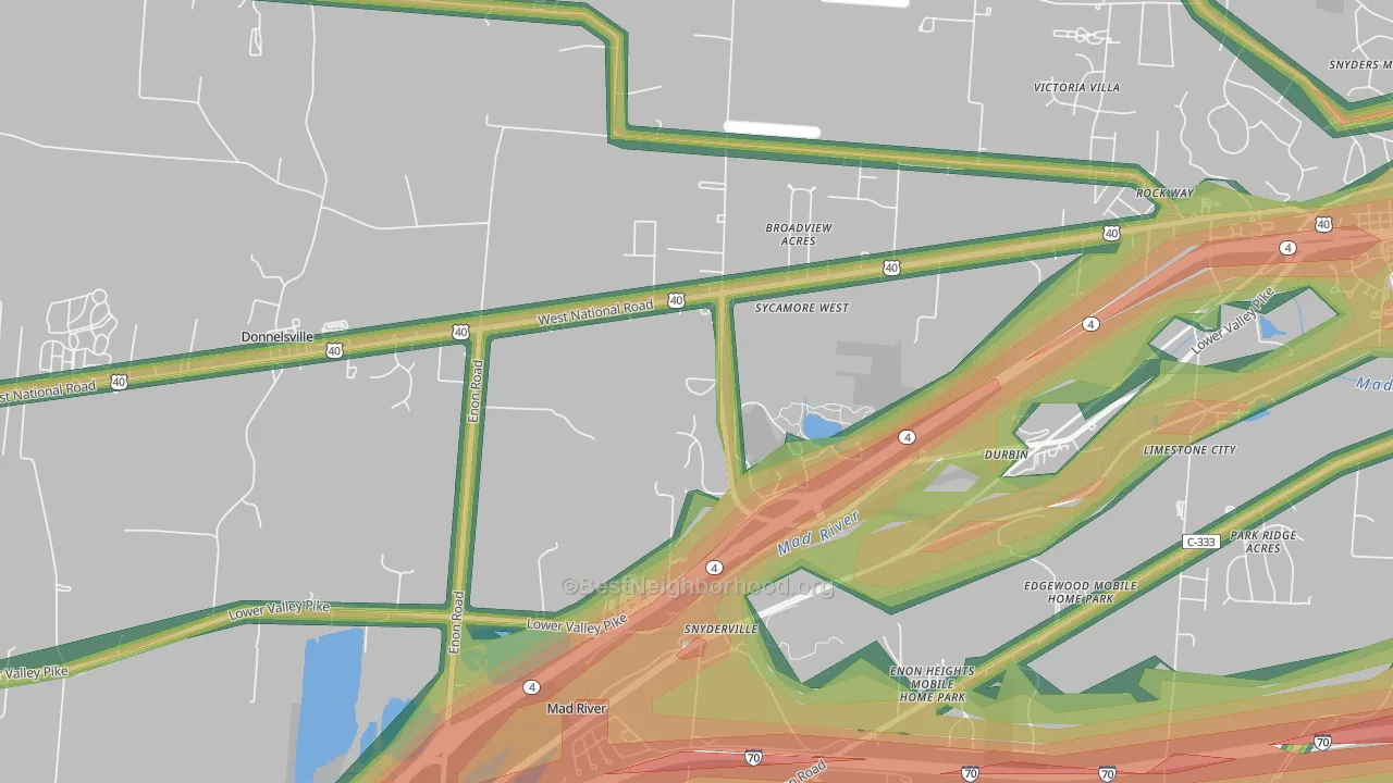 Snyderville, OH Map of Noise Levels in Snyderville