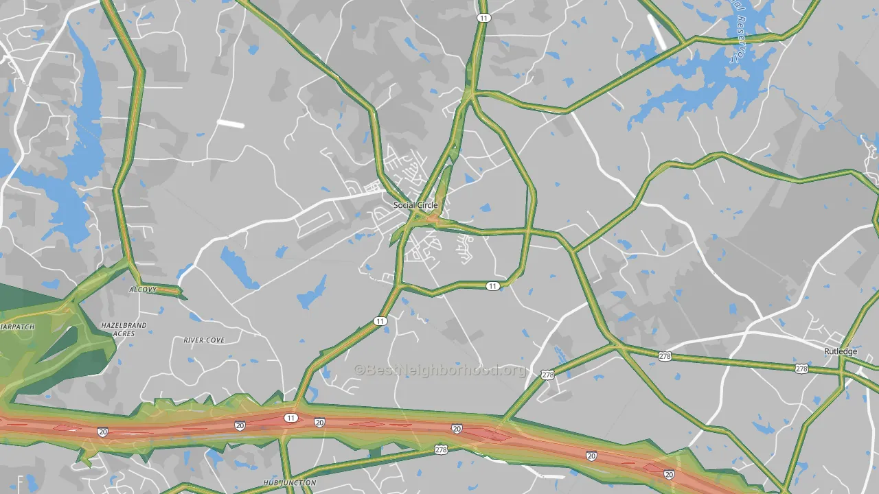 Social Circle, GA Map of Noise Levels in Social Circle