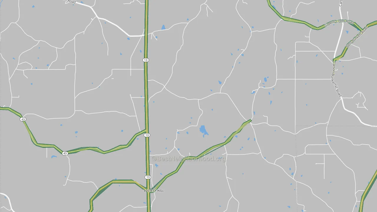 Society Hill, MS Map of Noise Levels in Society Hill