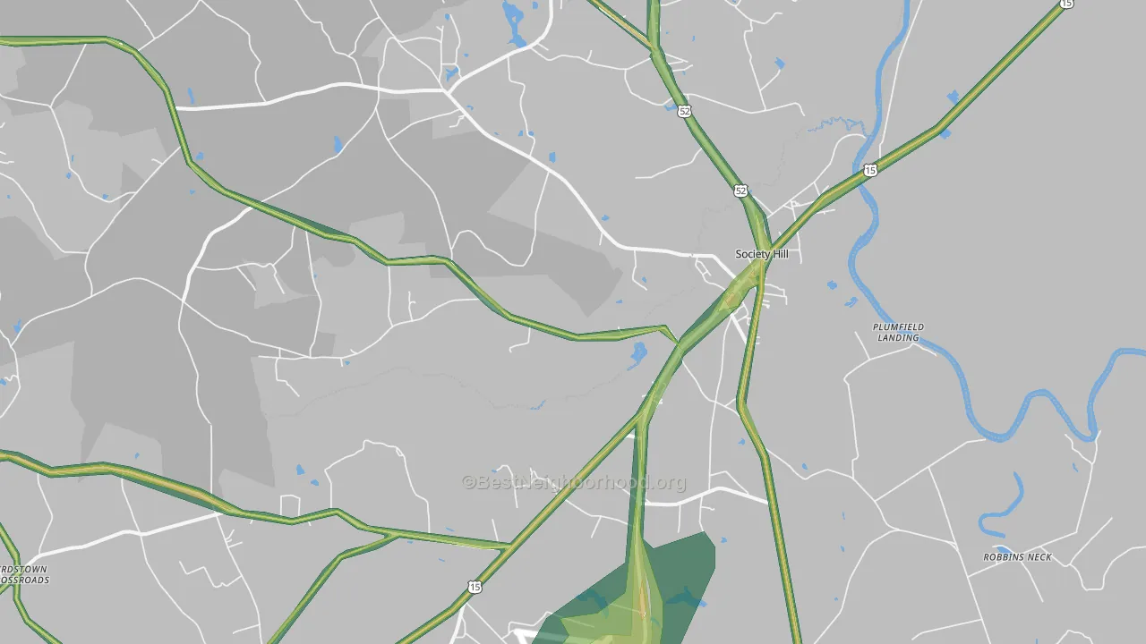Society Hill, SC Map of Noise Levels in Society Hill