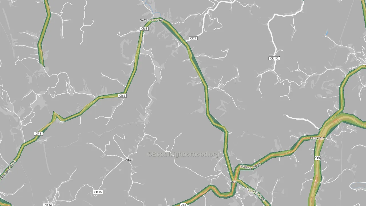 Sod, WV Map of Noise Levels in Sod