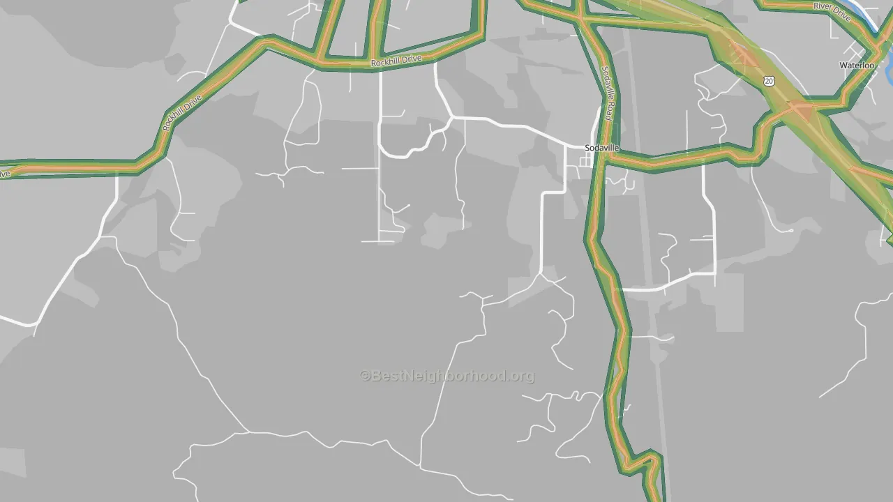 Sodaville, OR Map of Noise Levels in Sodaville