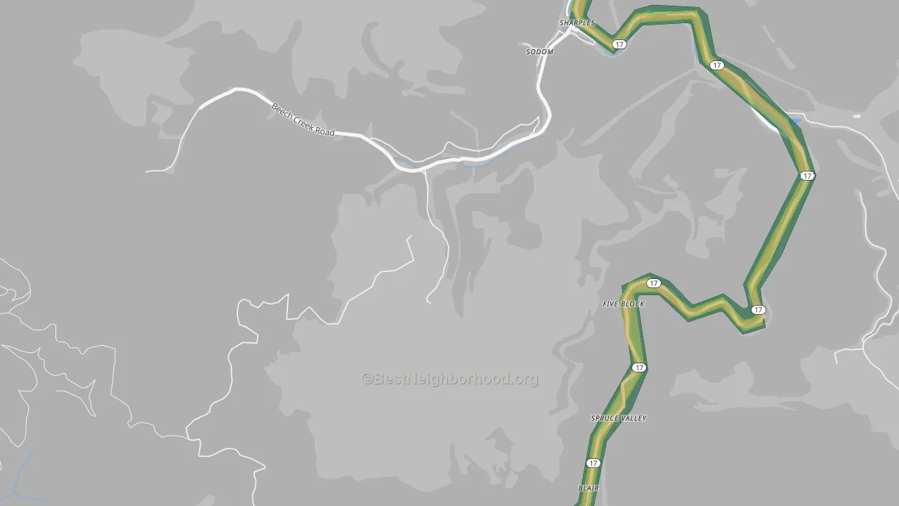 Sodom, WV Map of Noise Levels in Sodom