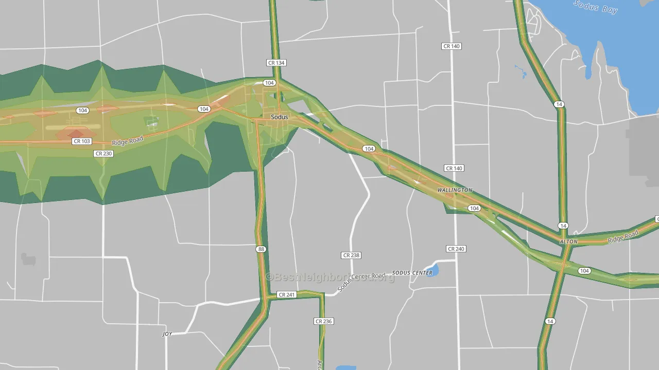 Sodus, NY Map of Noise Levels in Sodus